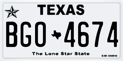 TX license plate BGO4674