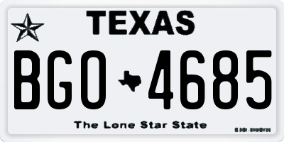 TX license plate BGO4685