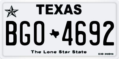 TX license plate BGO4692