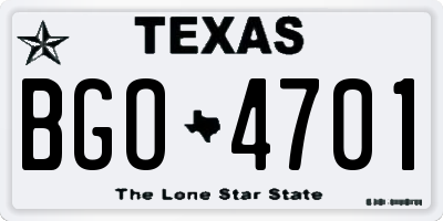 TX license plate BGO4701