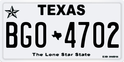 TX license plate BGO4702