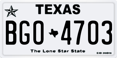 TX license plate BGO4703