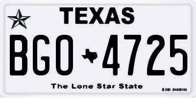 TX license plate BGO4725
