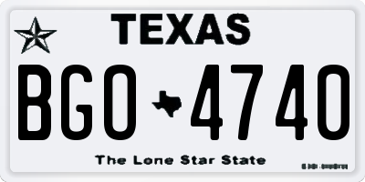 TX license plate BGO4740