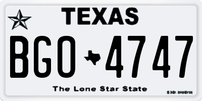 TX license plate BGO4747
