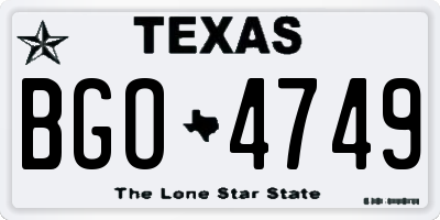 TX license plate BGO4749