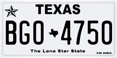 TX license plate BGO4750