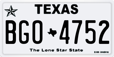 TX license plate BGO4752