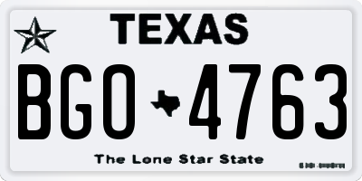 TX license plate BGO4763