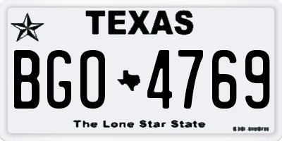 TX license plate BGO4769