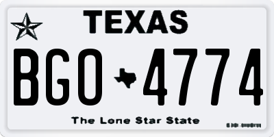 TX license plate BGO4774
