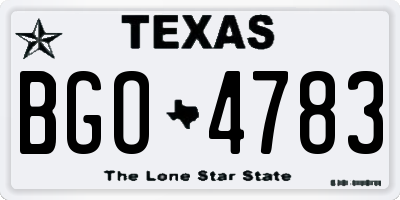 TX license plate BGO4783