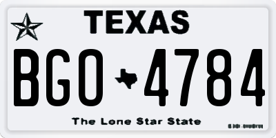 TX license plate BGO4784