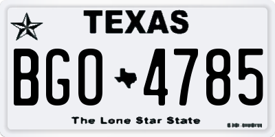 TX license plate BGO4785