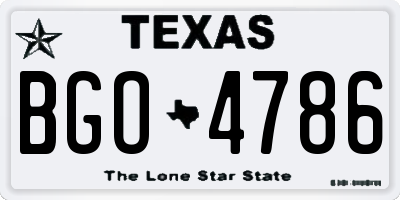 TX license plate BGO4786