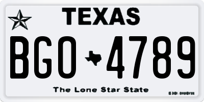 TX license plate BGO4789