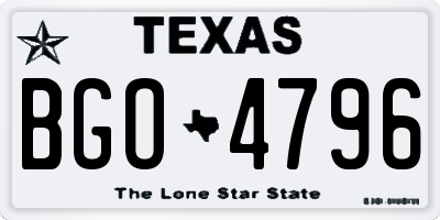 TX license plate BGO4796