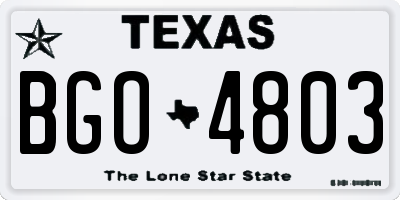 TX license plate BGO4803