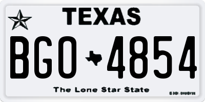 TX license plate BGO4854