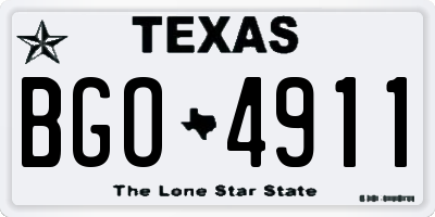 TX license plate BGO4911
