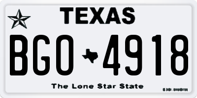 TX license plate BGO4918