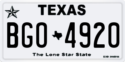 TX license plate BGO4920