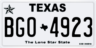 TX license plate BGO4923