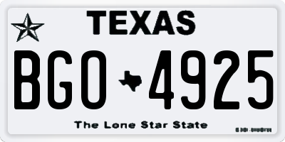 TX license plate BGO4925