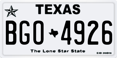 TX license plate BGO4926