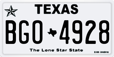 TX license plate BGO4928