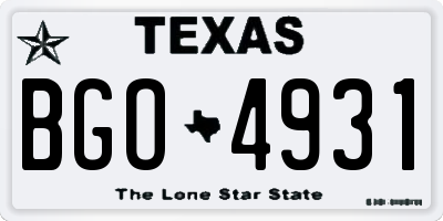 TX license plate BGO4931