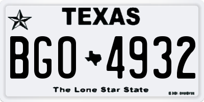 TX license plate BGO4932