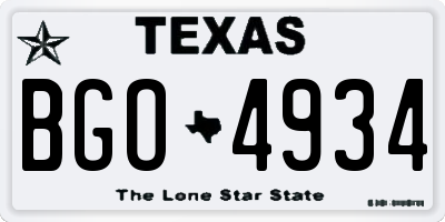 TX license plate BGO4934