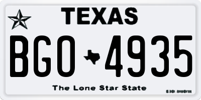 TX license plate BGO4935