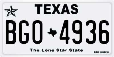 TX license plate BGO4936