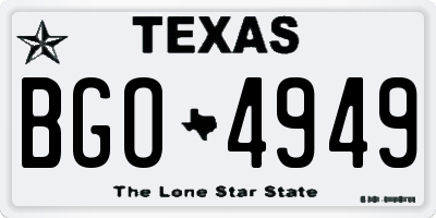 TX license plate BGO4949