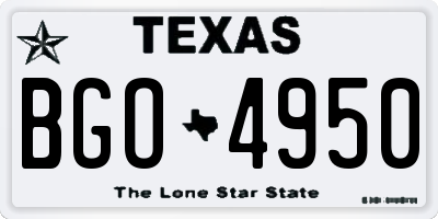 TX license plate BGO4950