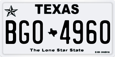TX license plate BGO4960