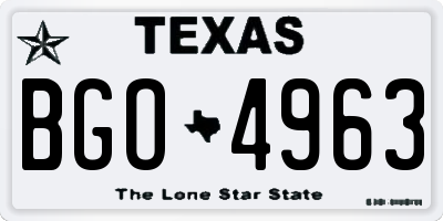 TX license plate BGO4963