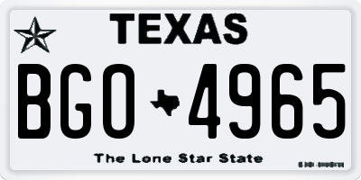 TX license plate BGO4965
