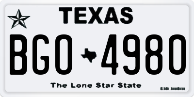 TX license plate BGO4980