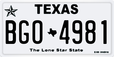 TX license plate BGO4981