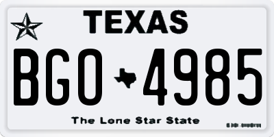 TX license plate BGO4985