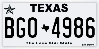 TX license plate BGO4986