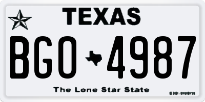 TX license plate BGO4987