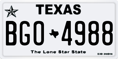 TX license plate BGO4988