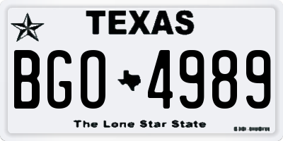 TX license plate BGO4989