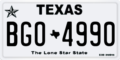 TX license plate BGO4990