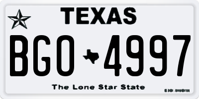 TX license plate BGO4997