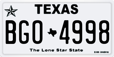 TX license plate BGO4998